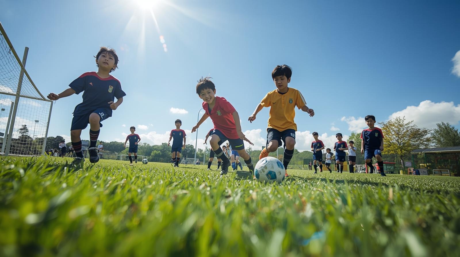子供たちがサッカーをしている様子